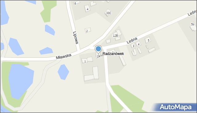 Radzanów, Leśna, 1A, mapa Radzanów