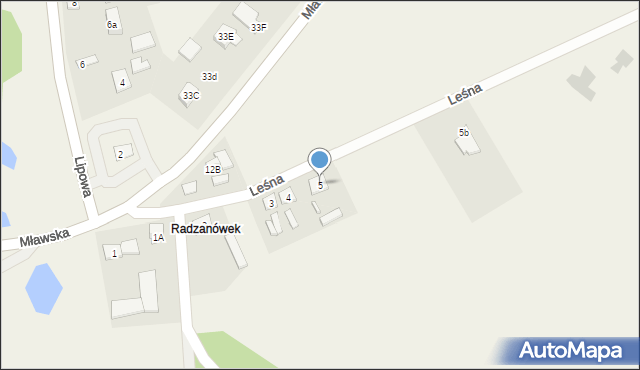 Radzanów, Leśna, 5, mapa Radzanów