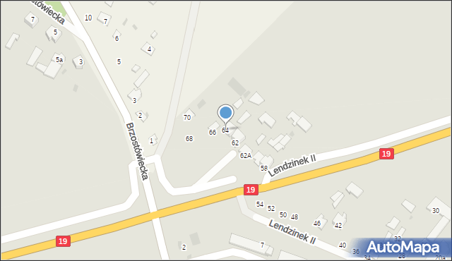 Radzyń Podlaski, Lendzinek II, 64, mapa Radzyń Podlaski