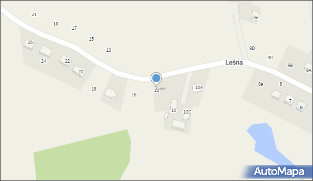 Rokocin, Leśna, 14, mapa Rokocin