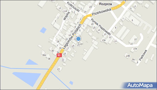 Rozprza, Legionów Polskich, 13, mapa Rozprza