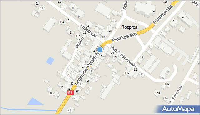 Rozprza, Legionów Polskich, 3, mapa Rozprza