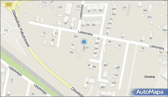 Rybnik, Lektorska, 32, mapa Rybnika