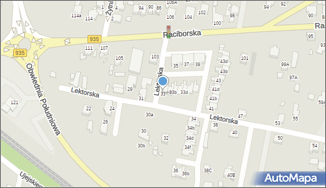 Rybnik, Lektorska, 33, mapa Rybnika