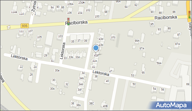 Rybnik, Lektorska, 41d, mapa Rybnika