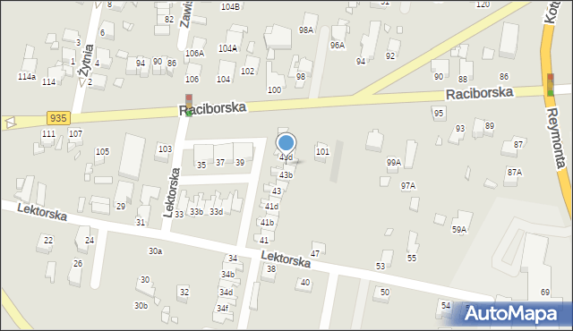 Rybnik, Lektorska, 43c, mapa Rybnika