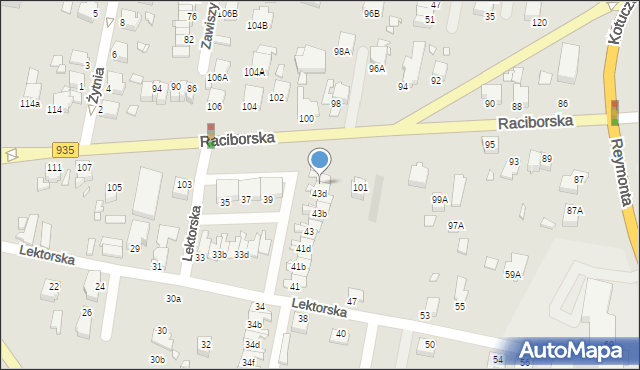 Rybnik, Lektorska, 43e, mapa Rybnika