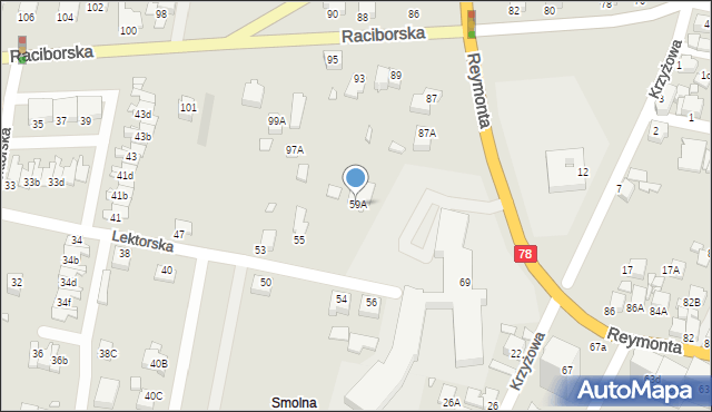 Rybnik, Lektorska, 59A, mapa Rybnika