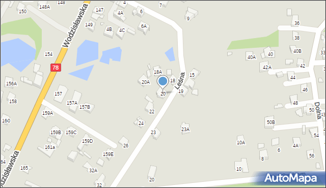 Rybnik, Leśna, 20, mapa Rybnika