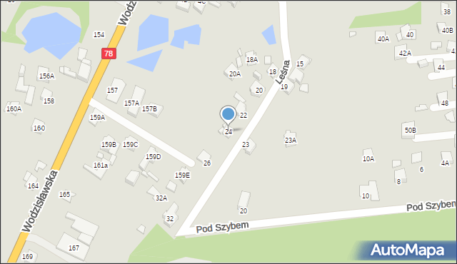 Rybnik, Leśna, 24, mapa Rybnika