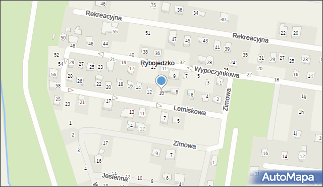 Rybojedzko, Letniskowa, 10, mapa Rybojedzko