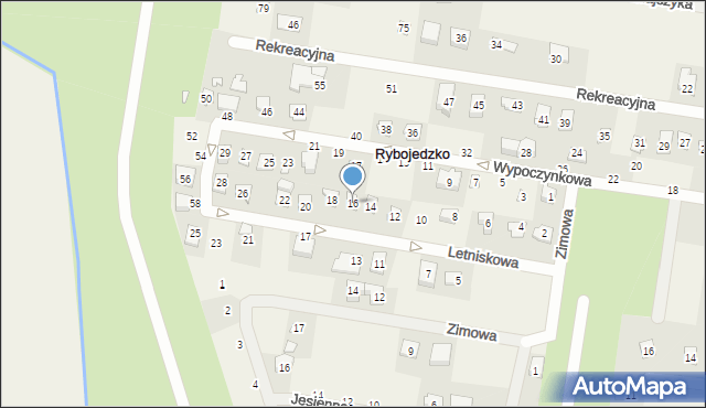 Rybojedzko, Letniskowa, 16, mapa Rybojedzko