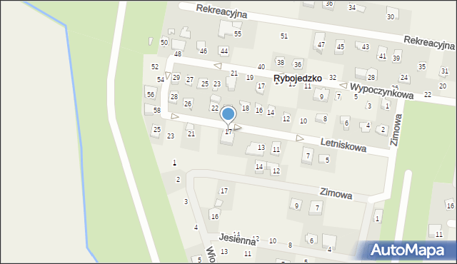 Rybojedzko, Letniskowa, 17, mapa Rybojedzko