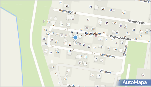 Rybojedzko, Letniskowa, 18, mapa Rybojedzko