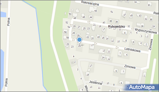 Rybojedzko, Letniskowa, 21, mapa Rybojedzko