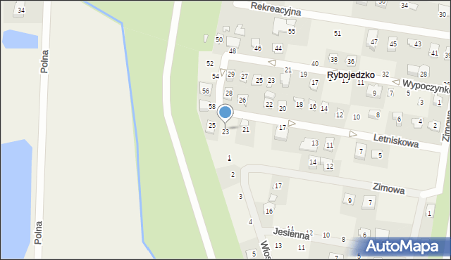 Rybojedzko, Letniskowa, 23, mapa Rybojedzko