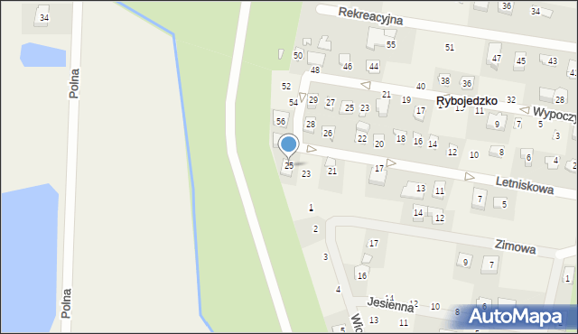 Rybojedzko, Letniskowa, 25, mapa Rybojedzko
