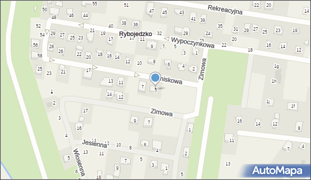 Rybojedzko, Letniskowa, 5, mapa Rybojedzko