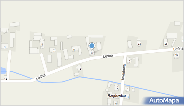 Rzędowice, Leśna, 11, mapa Rzędowice