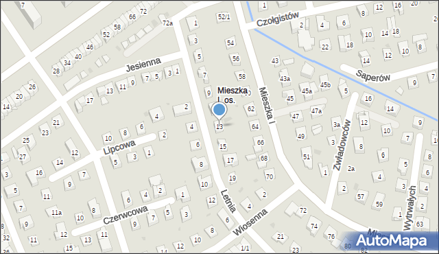 Rzeszów, Letnia, 13, mapa Rzeszów