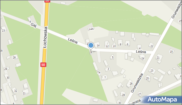 Sadowne, Leśna, 9, mapa Sadowne