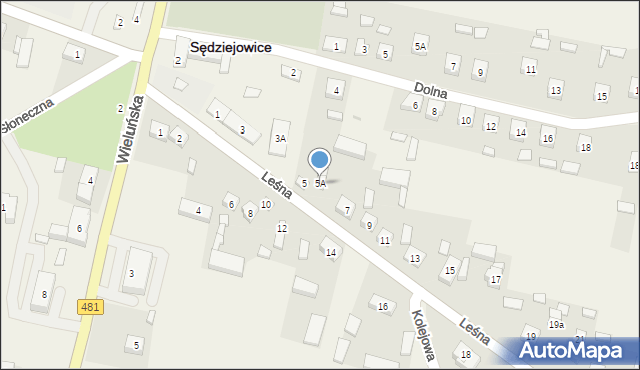 Sędziejowice, Leśna, 5A, mapa Sędziejowice