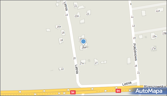 Sędziszów Małopolski, Letnia, 25A, mapa Sędziszów Małopolski