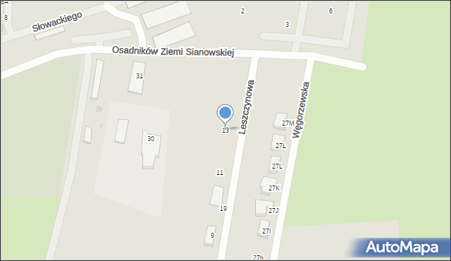 Sianów, Leszczynowa, 13, mapa Sianów