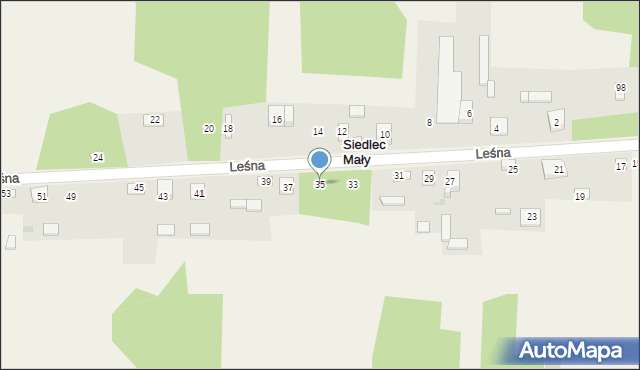 Siedlec Mały, Leśna, 35, mapa Siedlec Mały