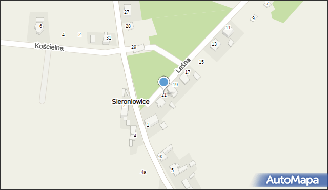 Sieroniowice, Leśna, 21, mapa Sieroniowice