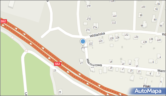 Skoczów, Leśna, 27J, mapa Skoczów