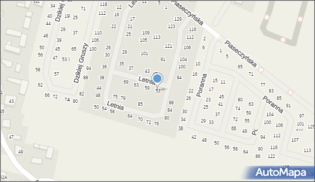 Słomin, Letnia, 53, mapa Słomin