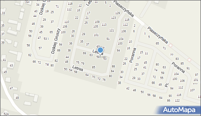 Słomin, Letnia, 57, mapa Słomin