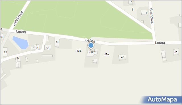 Śmieszkowo, Leśna, 49A, mapa Śmieszkowo