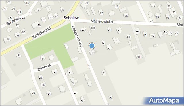 Sobolew, Leszczynowa, 1, mapa Sobolew