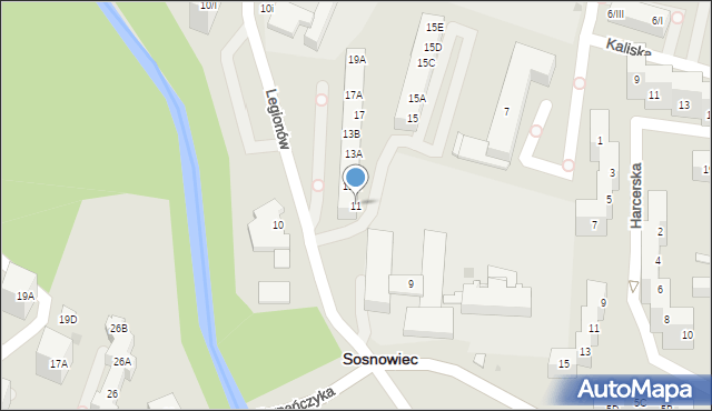Sosnowiec, Legionów, 11, mapa Sosnowca