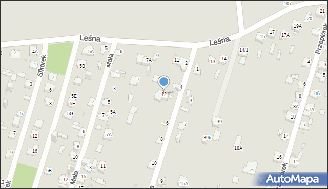 Sosnowiec, Leśna, 12, mapa Sosnowca