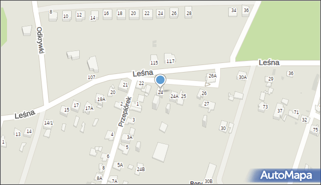 Sosnowiec, Leśna, 24, mapa Sosnowca