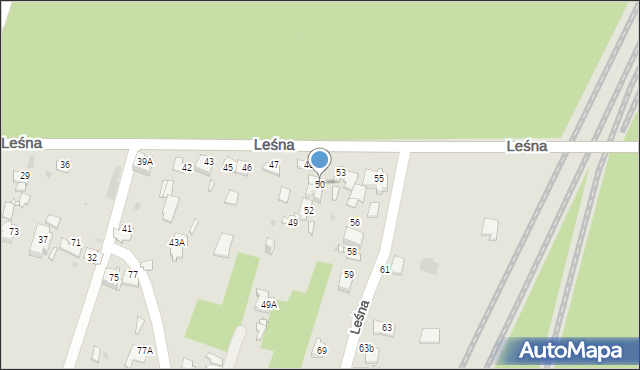 Sosnowiec, Leśna, 50, mapa Sosnowca