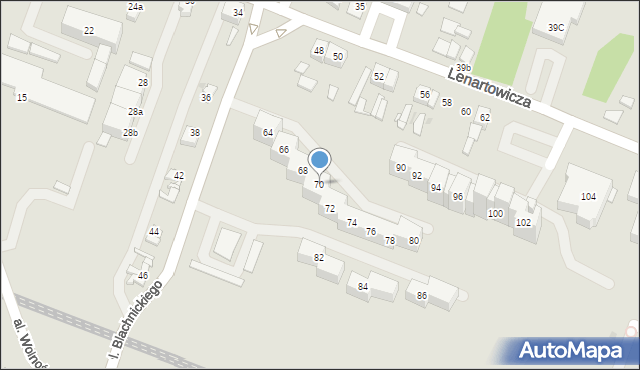 Sosnowiec, Lenartowicza Teofila Aleksandra, 70, mapa Sosnowca