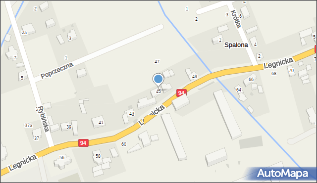 Spalona, Legnicka, 45, mapa Spalona