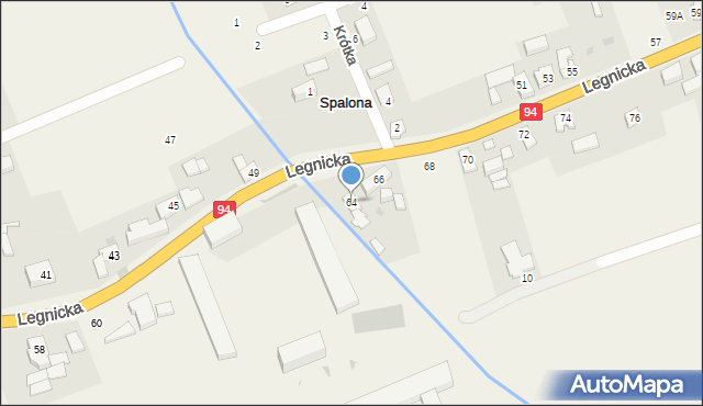 Spalona, Legnicka, 64, mapa Spalona