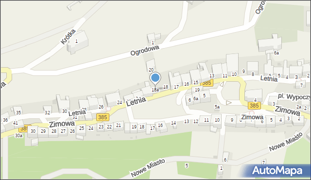 Srebrna Góra, Letnia, 18a, mapa Srebrna Góra