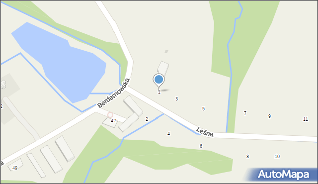 Staszkówka, Leśna, 1, mapa Staszkówka