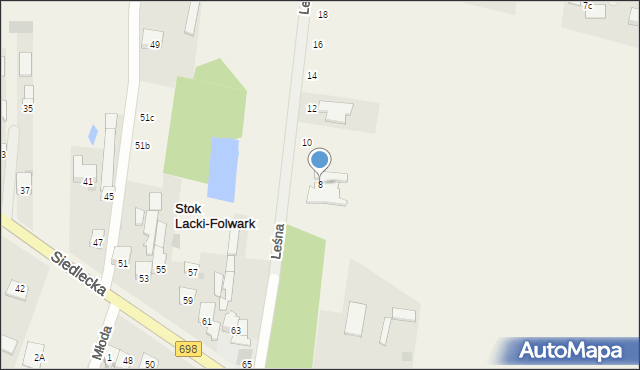 Stok Lacki-Folwark, Leśna, 8, mapa Stok Lacki-Folwark