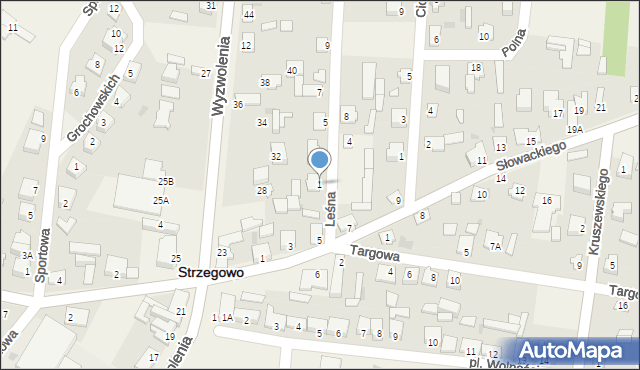 Strzegowo, Leśna, 1, mapa Strzegowo