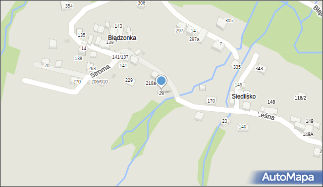 Sucha Beskidzka, Leśna, 29, mapa Sucha Beskidzka