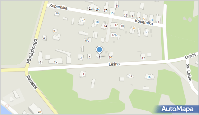 Susz, Leśna, 8, mapa Susz