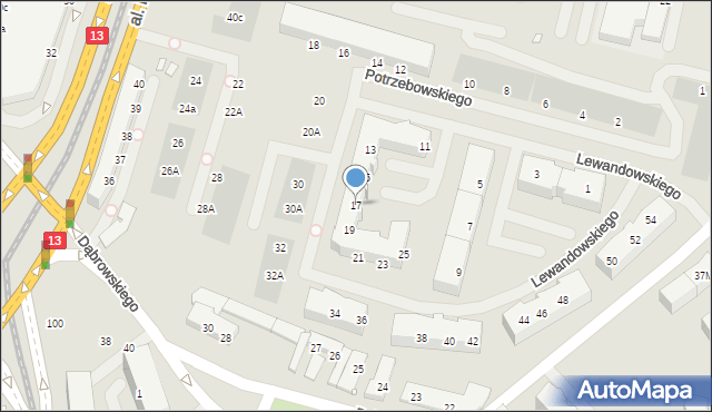 Szczecin, Lewandowskiego Stefana, 17, mapa Szczecina