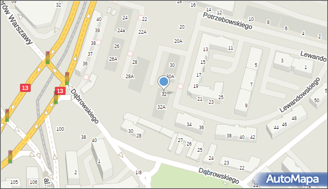 Szczecin, Lewandowskiego Stefana, 32, mapa Szczecina